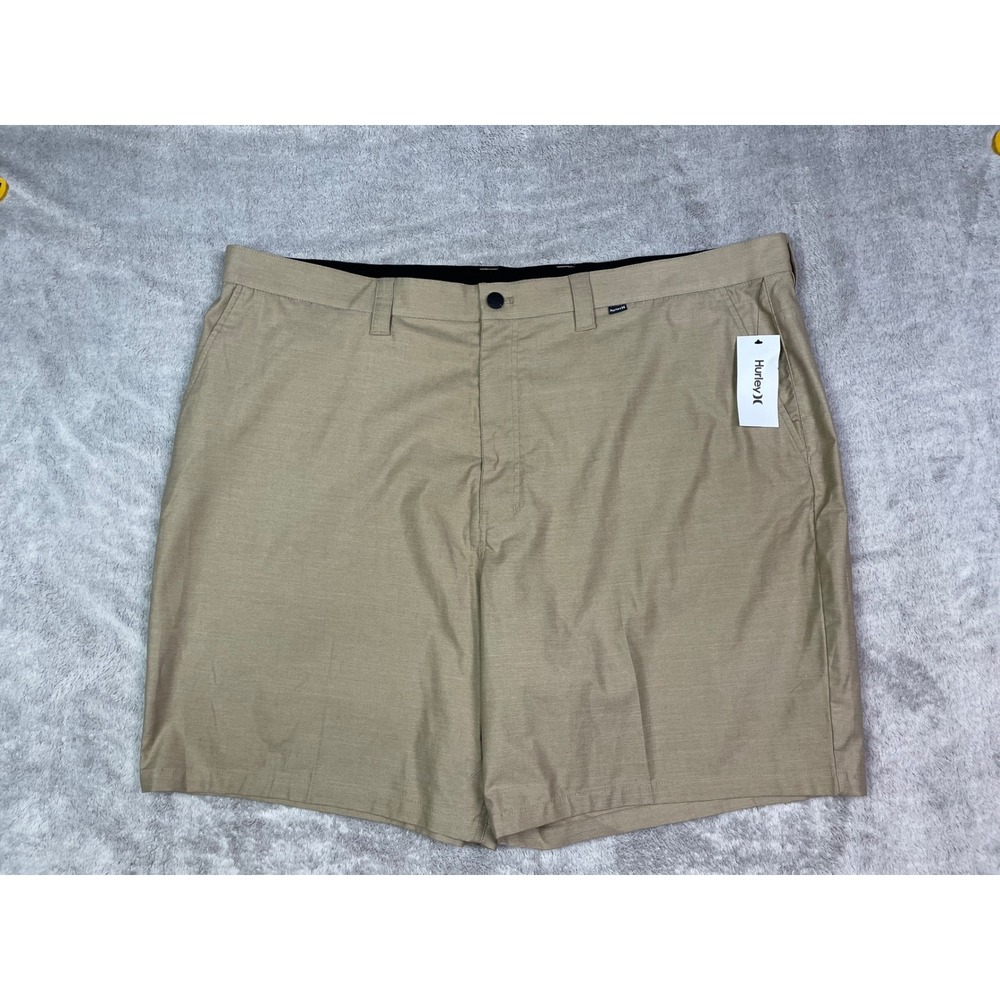 Hurley H2O-DRI Mens 50R Hybrid Shorts Tan Khaki Stretch Flat Front Walk Golf NWT